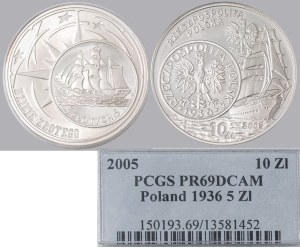 10 ZŁ, 2005, History of Gold - 5 zloty 1936