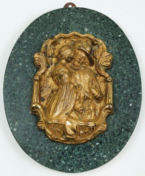 PLACETTE WITH A PARENT IN RENAISSANCE STREETS, 2nd half of the 19th century.