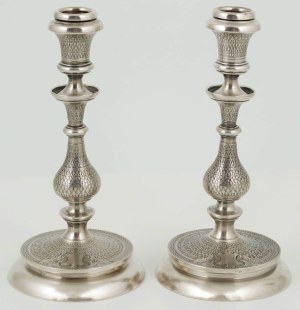 PARA OF SINGLE-Flame candlesticks, Poland, Warsaw, Teodor Werner, 1899 - 1904