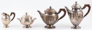 COFFEE AND TEA SET, France, Paris, Henri Lappara, after 1923, Silver, sample 1, wood (handles), total weight 2023 g.