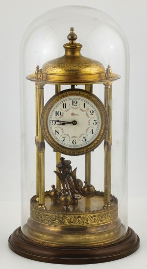FIREPLACE CLOCK, ANNUAL, WITH GLASS, Germany, Kienniger & Obergfell, circa 1930.