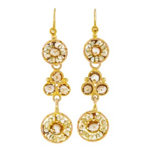 Day and night type earrings, 1st half of 19th century.