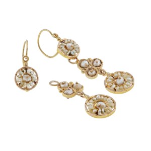 Day and night type earrings, 1st half of 19th century.