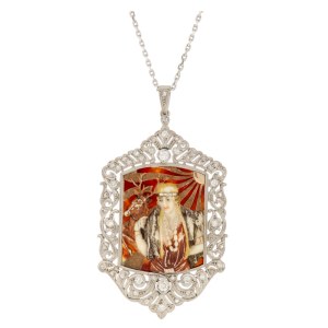 Pendant with a representation of the goddess Diana with a deer, early 20th century, Edwardian style