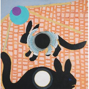 Ryszard GRZYB (ur. 1956), Tęczanki śnione przez królika, na łące i jego formę z jaskini Platona, 2017