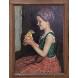 Oszkar Glatz (1872 Budapeszt - 1958 Budapeszt), Dziewczynka z kurczątkiem