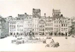 Leon Wyczółkowski (1852-1936), Old Town Square - north side, 1915