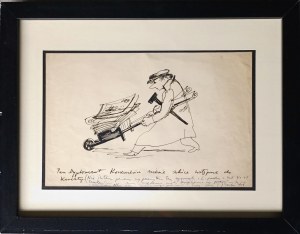 Jerzy Faczynski (1917-1994), Mr. Diplomat carries preliminary sketches de correction, 1956