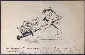 Jerzy Faczynski (1917-1994), Mr. Diplomat carries preliminary sketches de correction, 1956
