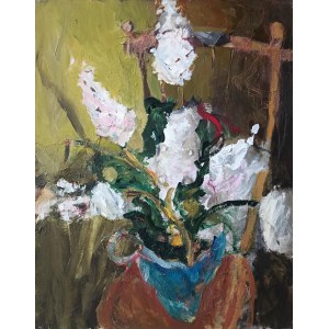 Piotr Strelnik (ur. 1956), Białe bzy na krześle, 1999