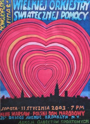Jan Sawka (1946 Zabrze - 2012 New York), Poster of the New York finals of the Great Orchestra of Christmas Charity 2003