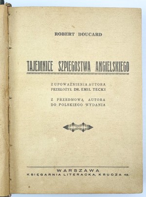 BOUCARD Robert - Secrets of English espionage - Warsaw 1929