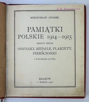 OPAŁEK Mieczysław - Polish commemorative badges and medals - Polish souvenirs 1914-1915 - Cracow 1915