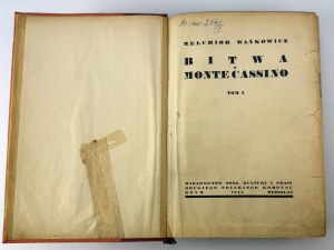 WAŃKOWICZ Melchior - Battle for Monte Cassino - Rome 1945 [Volume I].