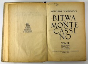 WAŃKOWICZ Melchior - Battle for Monte Cassino - Rome 1947 [Volume III].