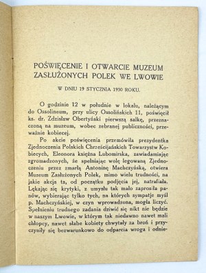 Consecration and opening of the Museum of Polish Women of Merit in Lviv - Lviv 1930