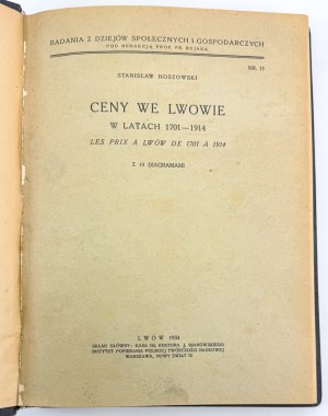 HOSZOWSKI Stanisław - Prices in Lviv in the years 1701-1914 - Lviv 1934 [from the book collection of Kazimierz Zbichorski].