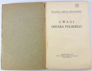 MAŁYSZKO Adolf - Uwagi Oficera Polskiego - Warsaw 1925