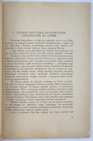 BIELIŃSKI Kazimierz - The November Uprising in Vilnius and the Vilnius Region - Vilnius 1934 [Oshmiana, Żmudź].
