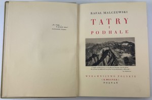 MALCZEWSKI Rafał - Tatry i Podhale - Poznań 1935
