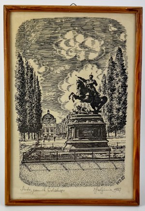 Linocut - Sobieski Monument - 1987 [Lviv].