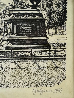 Linocut - Sobieski Monument - 1987 [Lviv].