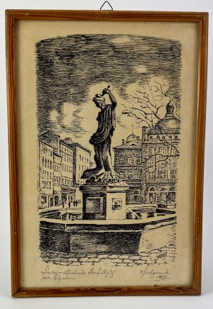 Linocut - Aphrodite's Well in the Market Square - 1987 [Lviv].