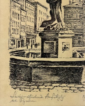 Linocut - Aphrodite's Well in the Market Square - 1987 [Lviv].