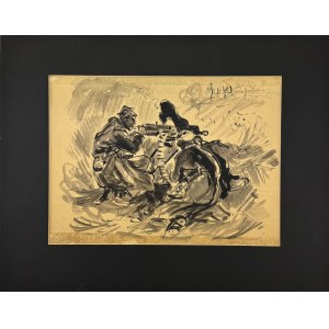 STOBIECKI Karol (1908-1970) - Na pozycji [tusz, papier]