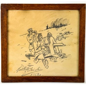 STOBIECKI Karol (1908-1970) - Na pozycji. Karabin maszynowy [tusz, papier]