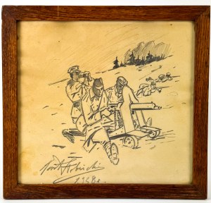 STOBIECKI Karol (1908-1970) - In position. Machine gun [ink, paper].