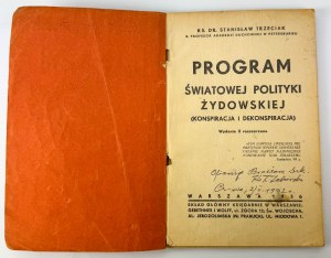 TRZECIAK Stanislaw - The program of world Jewish politics. Conspiracy and deconspiracy - Warsaw 1936