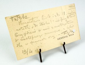 ROJA Boleslaw - Note. Signature of the General - 1921