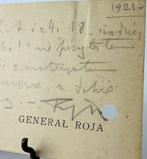 ROJA Boleslaw - Note. Signature of the General - 1921