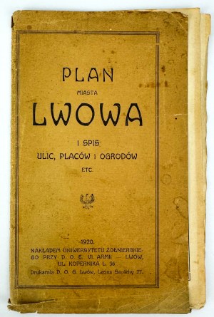 City plan of Lviv. List of streets, squares and gardens - Lviv 1920