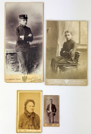 Set of four photographs of CDV Lviv. Cardboard photograph.