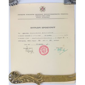 Dyplom Sportowy. Zawody Strzeleckie Związku Oficerów Rezerwy Koło Lwów - Lwów 1931 [pieczęć Z.O.R. Koło Lwów]