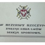 Dyplom Sportowy. Zawody Strzeleckie Związku Oficerów Rezerwy Koło Lwów - Lwów 1931 [pieczęć Z.O.R. Koło Lwów]