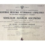 Zestaw dwóch pamiątek po Zdzisławie Kosowskim. Dyplom Uniwersytetu Lwowskiego im. Jana Kazimierza + Mianowanie Członkiem Honorowym Towarzystwa Bratnia Pomoc Studentów - Lwów 1930