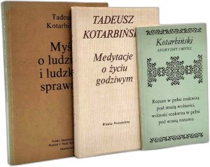 Kotarbinski Tadeusz - Meditations on a Decent Life, Thoughts on People...; Reason in Full.... - dedication and autograph by Janina Kotarbinska