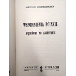 Gombrowicz Witold - Wspomnienia Polskie - Wędrówki po Argentynie, Paryż 1982 [ Pierwsze wydanie, Instytut Literacki ]