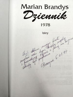 Brandys Marian - Diary 1976 - 1978, Warsaw 1996 [ dedication ].