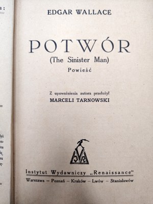 Wallace Edgar - Monster - Warsaw 1928 [ First Edition ].