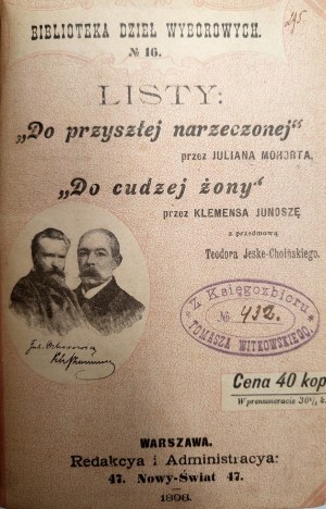 Mohort J. - Letters to a future bride; Junosza K. - Letters to someone else's wife, Warsaw 1898