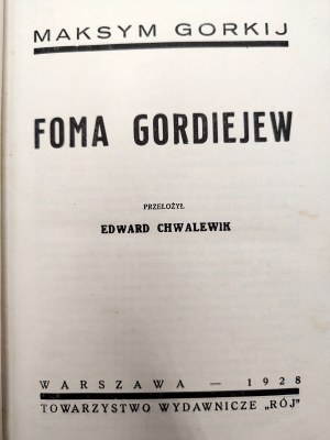 Gorky Maxim - Foma Gordeev - Warsaw 1928