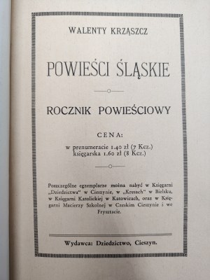Krząszcz Walenty - Silesian Novels - Before matura, Cieszyn 1934