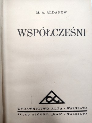 Aldanov M.A. - Contemporaries, Warsaw 1931 [ Churchill, Pilsudski, Stalin].