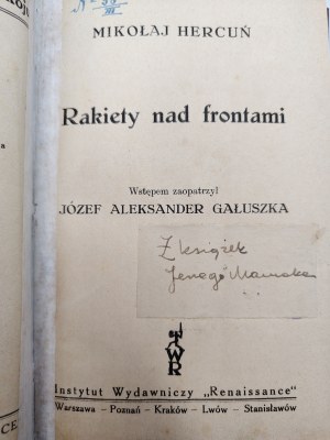 Hercuń Mikołaj - Rockets over the fronts, Warsaw 1931