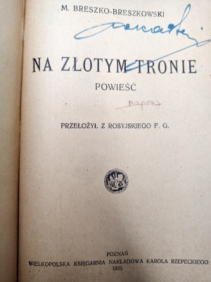 Breszko - Breszkowski M. - On the Golden Throne - Poznan 1925