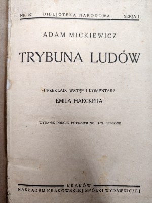 Mickiewicz Adam - Trybuna Ludów - Kraków 1925